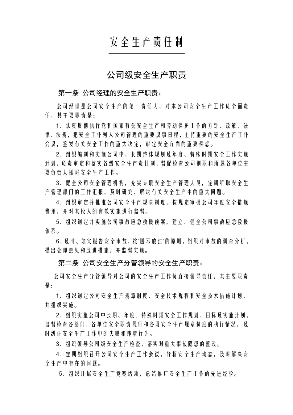 公司各部门安全生产职责及责任制_第2页