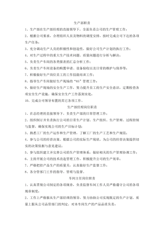 公司各部门职责及岗位职责(生产型企业篇)