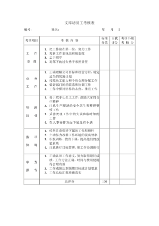 公司员工考核表细则及方法