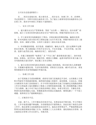 公司安全总监个人工作述职报告