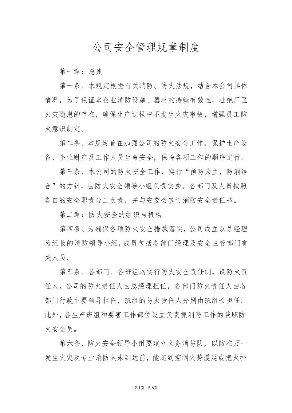 公司安全管理规章制度_第1页
