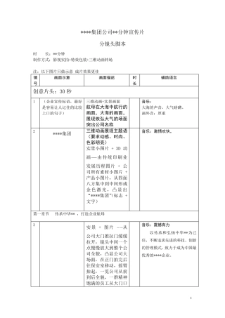 公司宣传片分镜头必备脚本模板