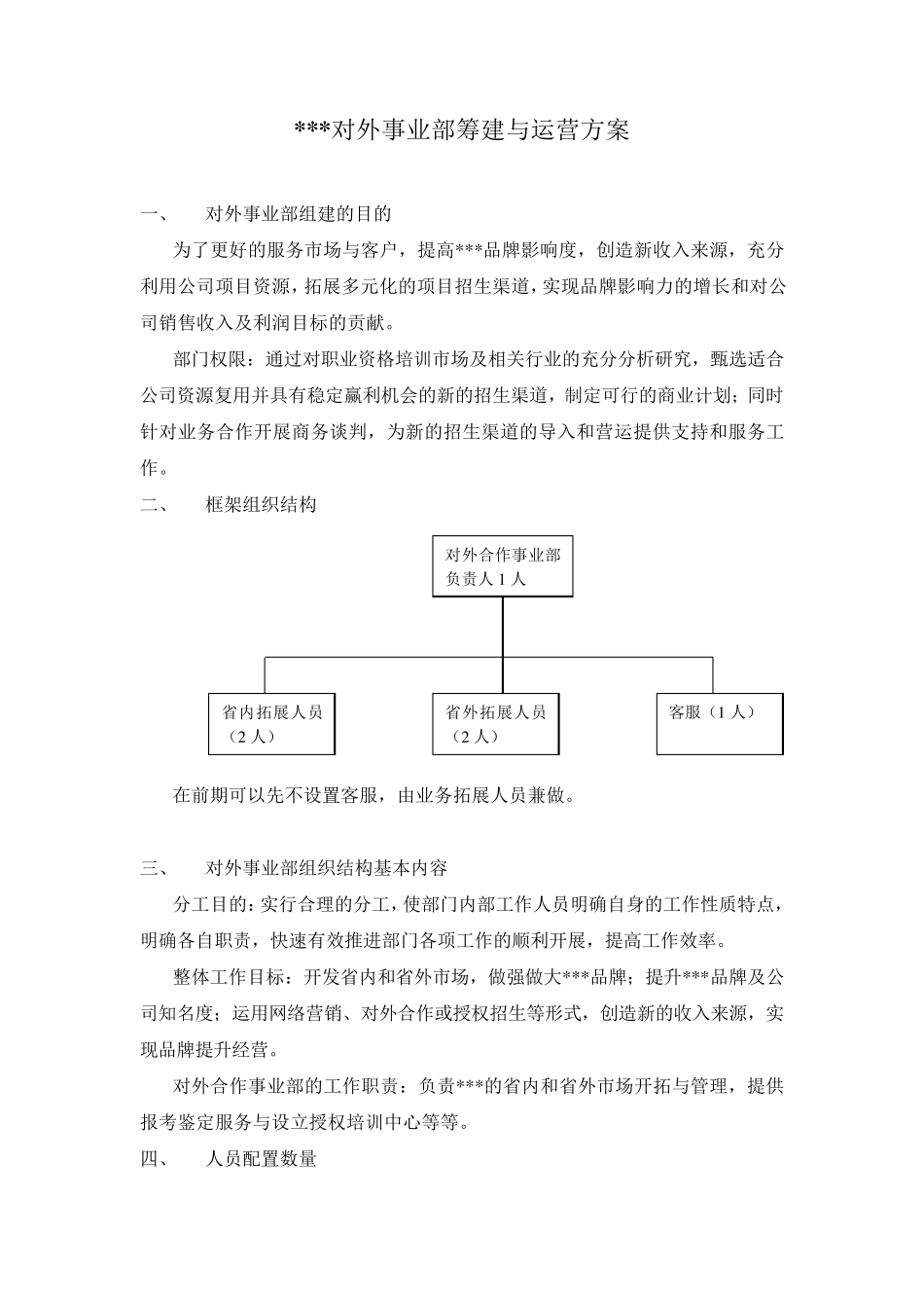 公司对外事业部筹建与运营方案_第1页