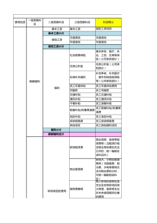 公司年度预算表格模板(含各分支机构)