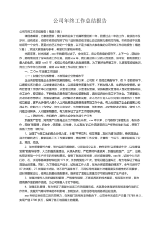 公司年终工作总结报告(5篇)