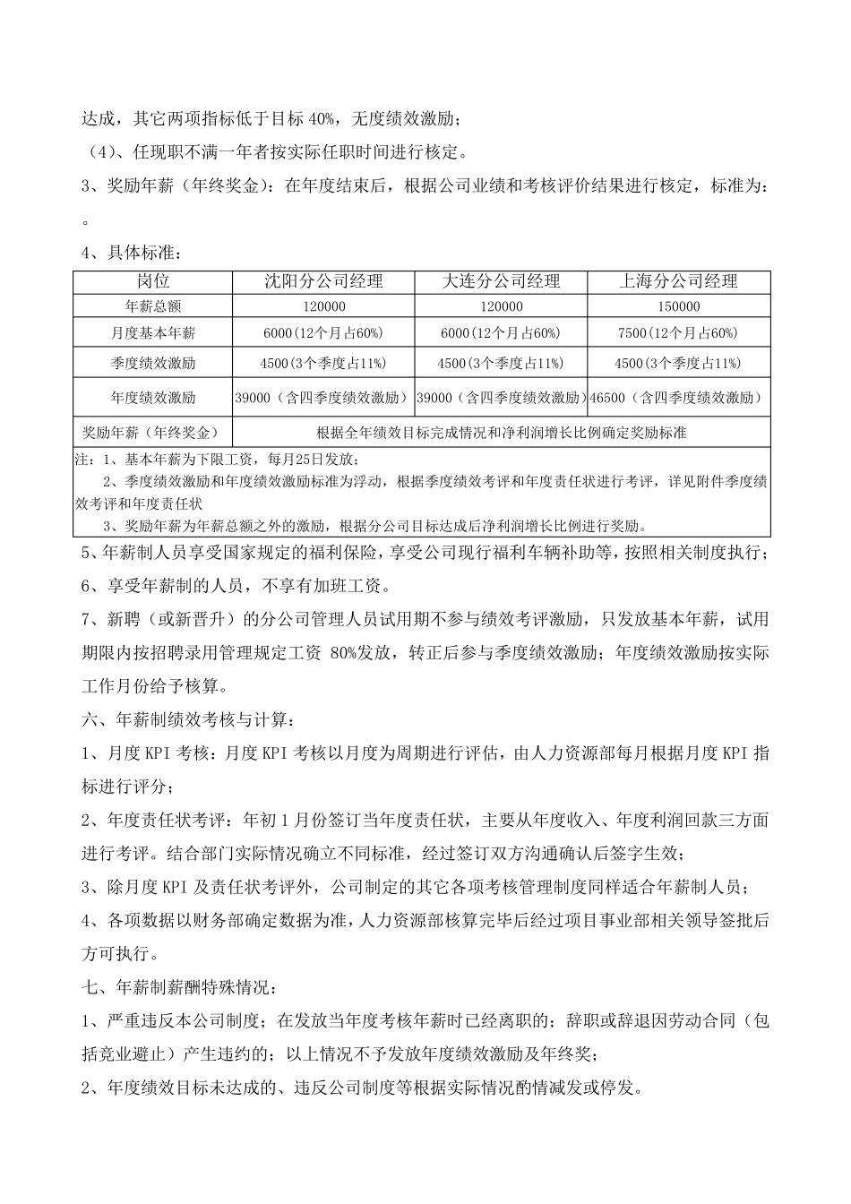 公司年薪制管理规定、绩效责任状、及KPI指标_第2页