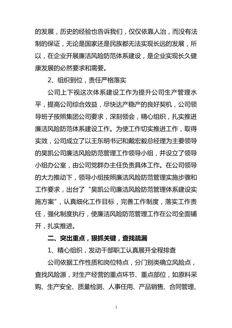 公司廉洁风险防范管理体系建设工作总结_第3页