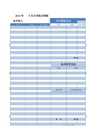 公司收支明细表