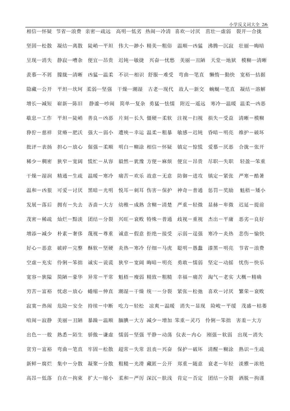 小学生反义词大全_第2页