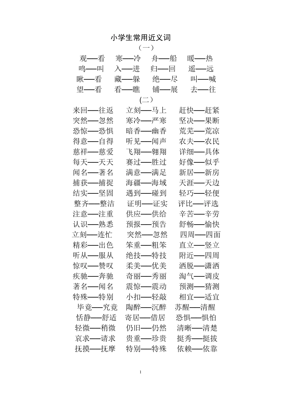 小学生常用近义词_第1页