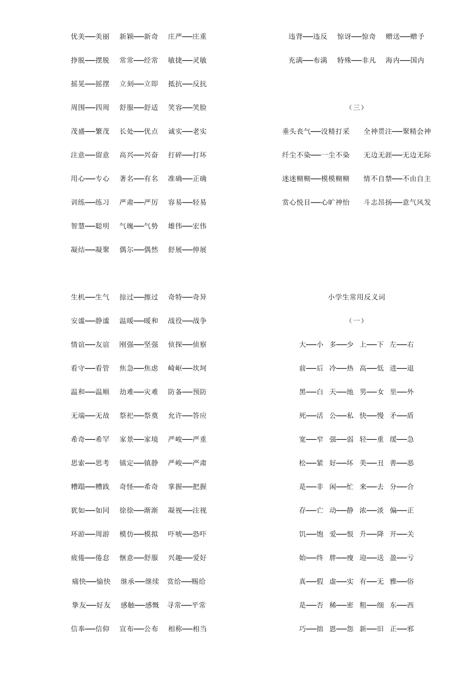 小学生常用近义词反义词_第2页