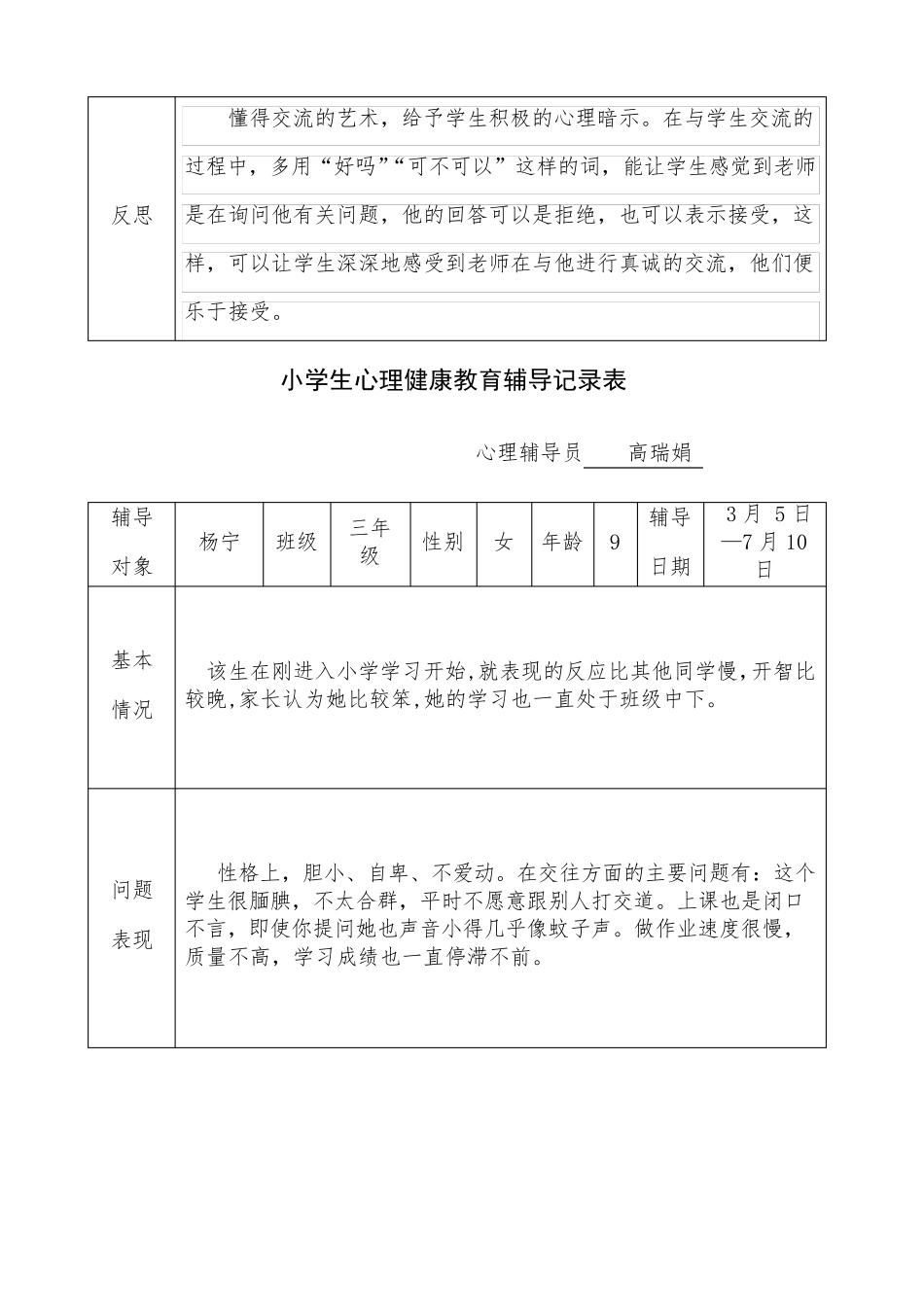 小学生心理健康教育辅导记录表_第3页