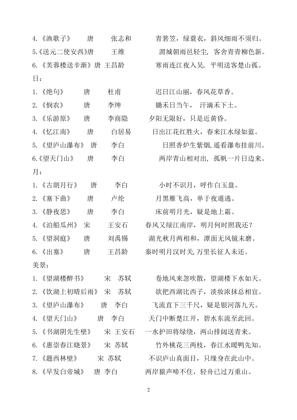 小学生必背古诗75首归类(不错)_第2页