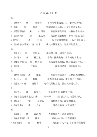 小学生必背古诗75首归类(不错)