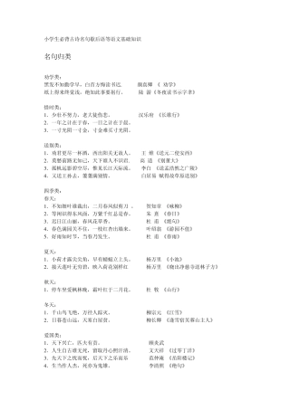 小学生必背古诗名句歇后语等语文基础知识