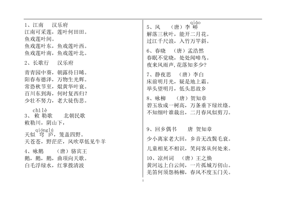 小学生必背古诗词75首_第1页