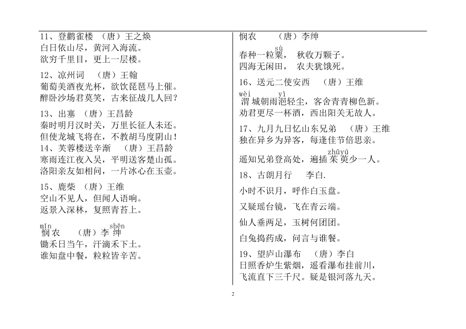 小学生必背古诗词75首_第2页