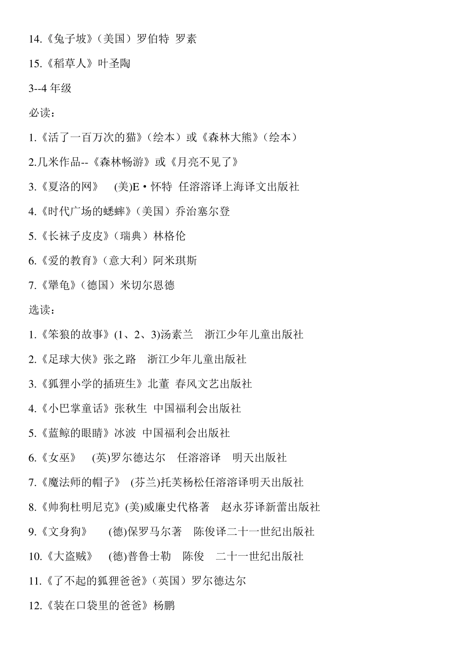 小学生必读书目_第2页