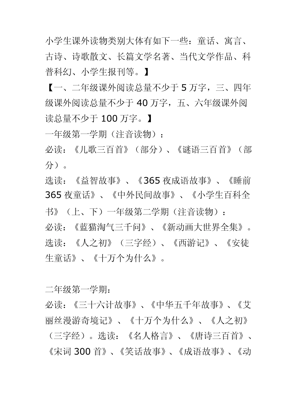 小学生必读课外书目_第1页