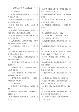 小学生必须掌握的古诗词名句及积累运用