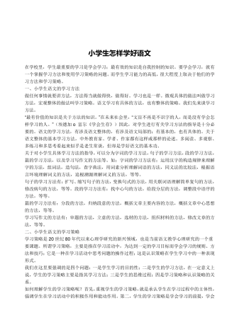 小学生怎样学好语文