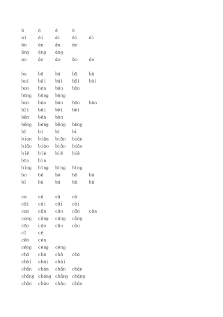 小学生拼音按声母韵母拼读顺序排列