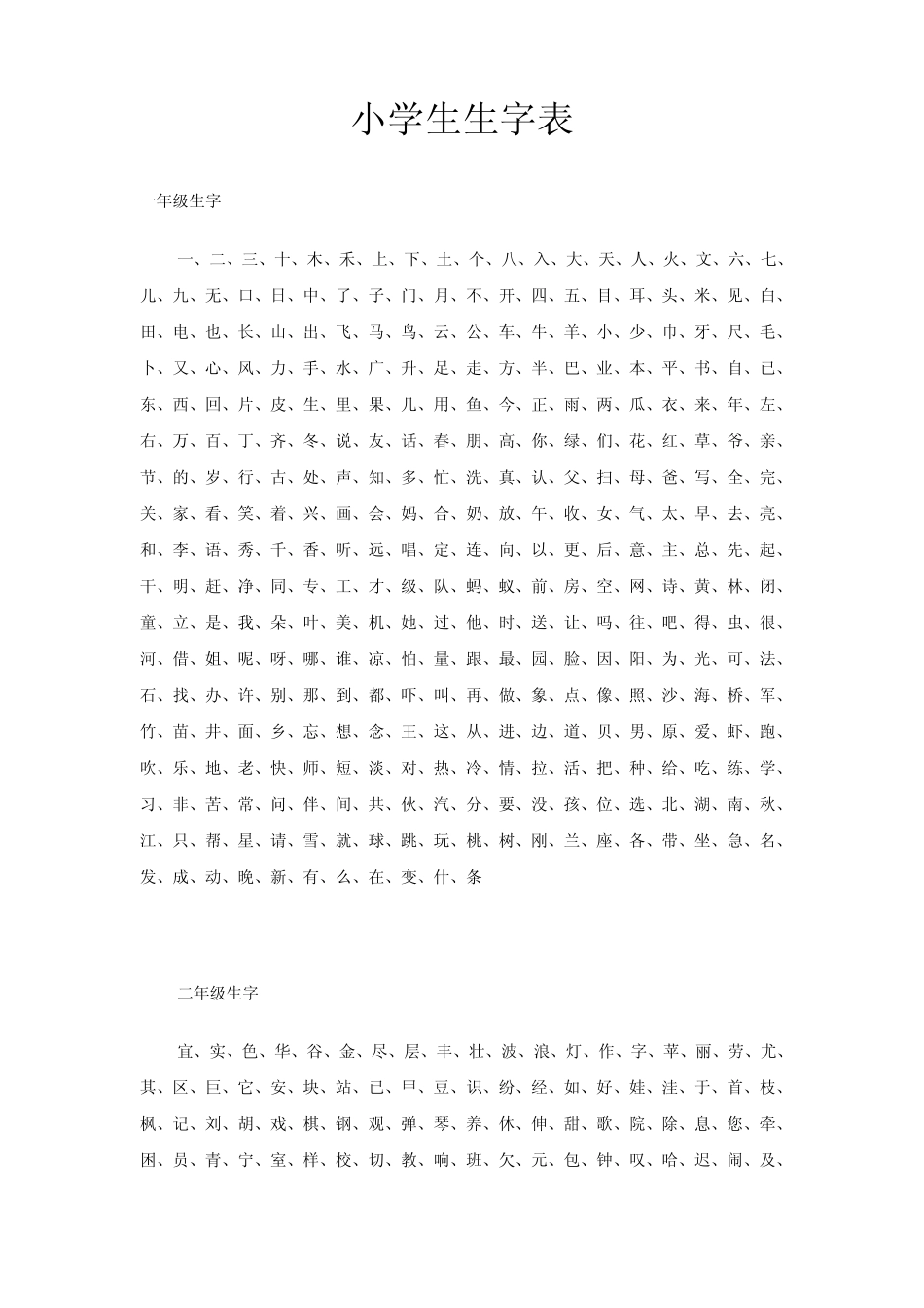 小学生生字表_第1页
