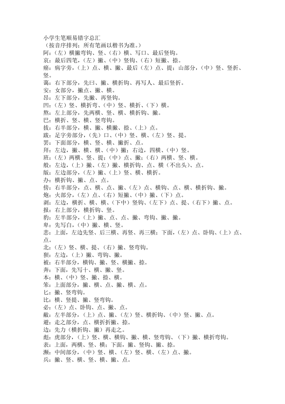 小学生笔顺易错字总汇_第1页