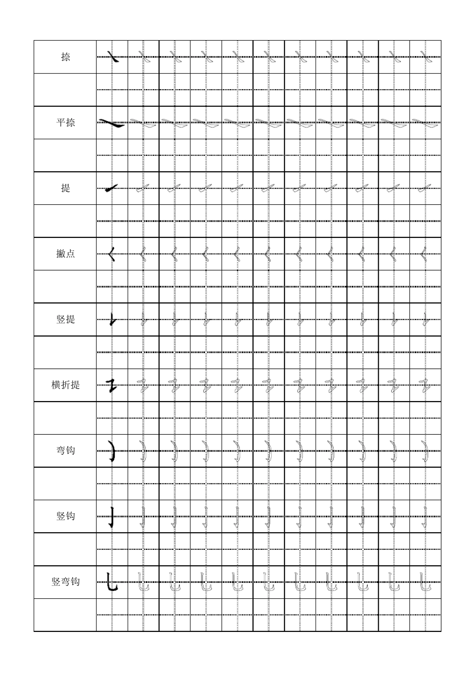 小学生笔画表大全+田字格_第2页
