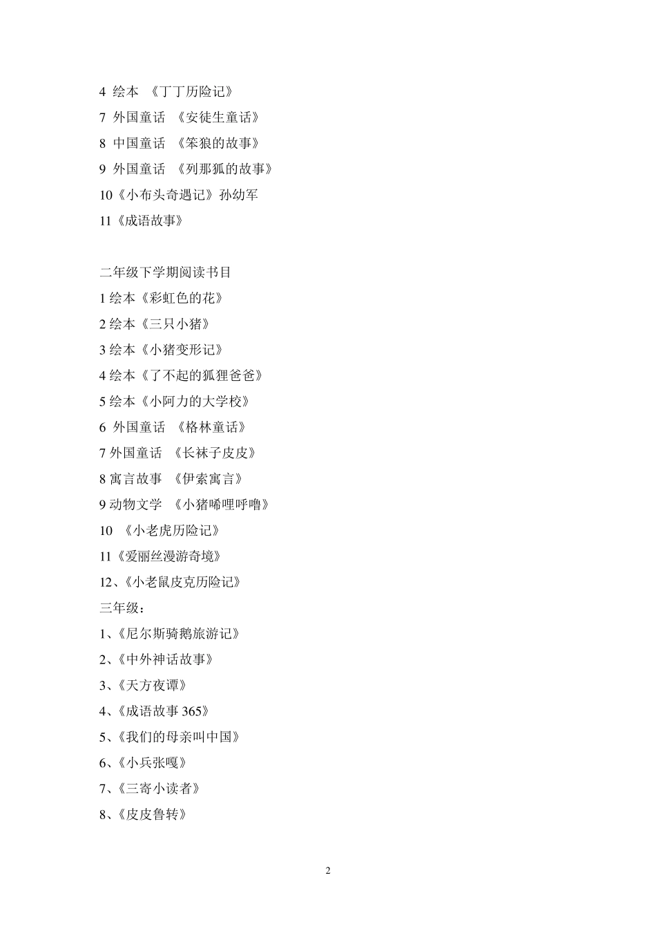 小学生经典阅读书目推荐_第2页