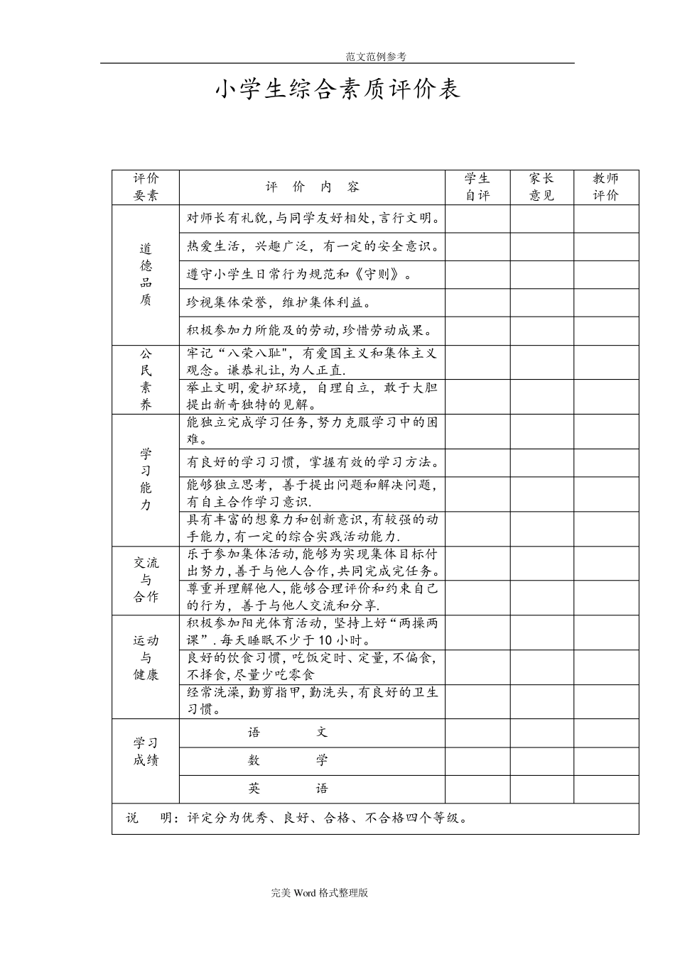 小学生综合素质评价(表)[范本模板]_第1页