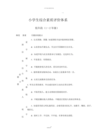 小学生综合素质评价体系