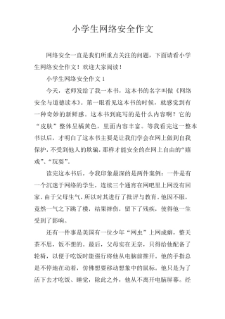 小学生网络安全作文