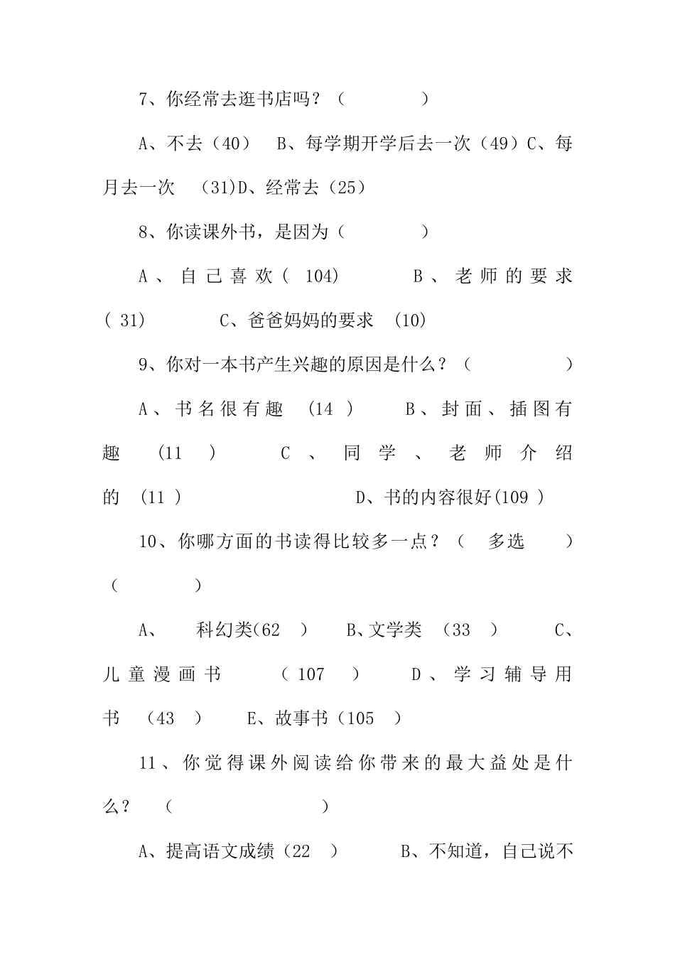 小学生阅读情况调查问卷分析报告_第3页