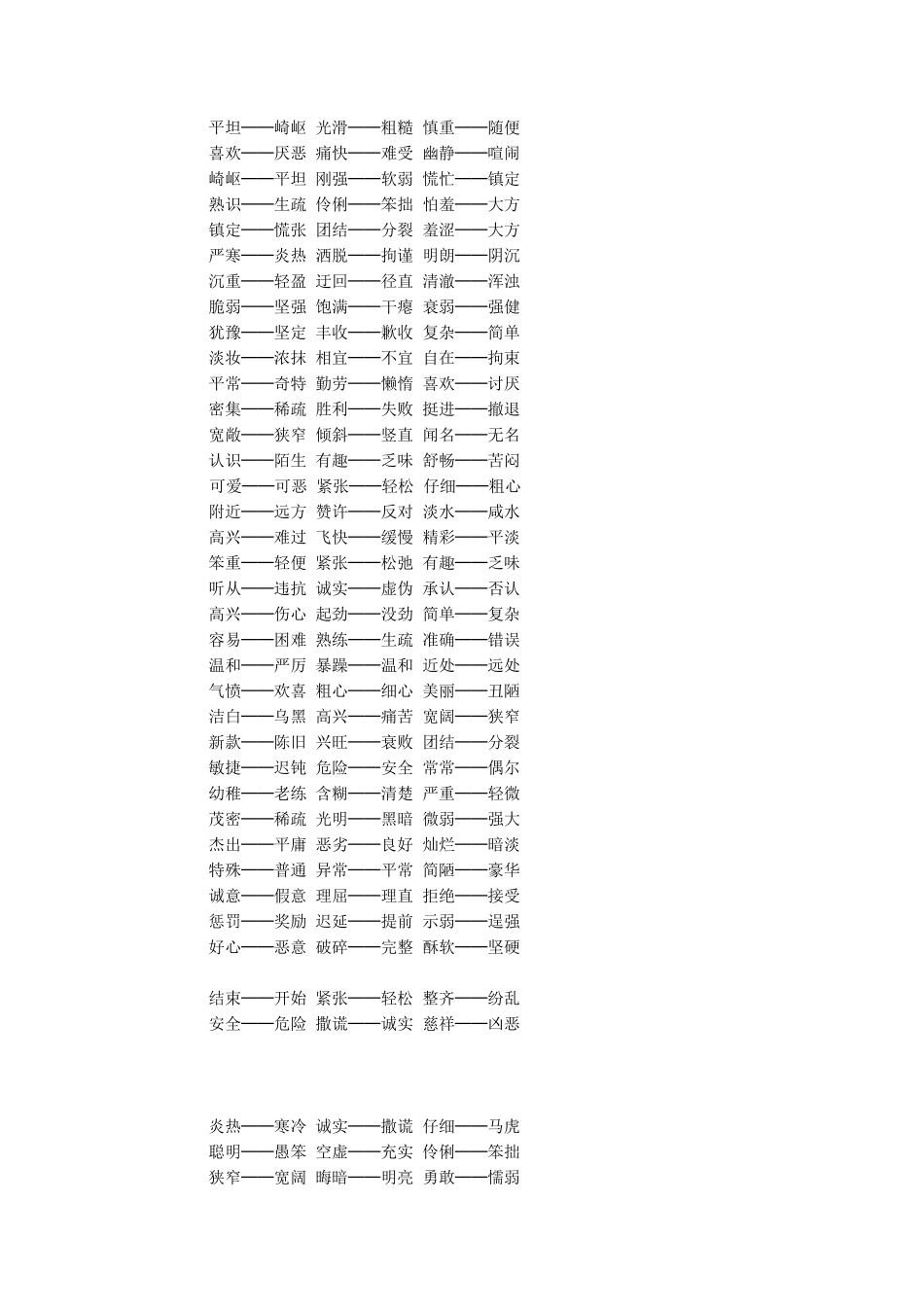小学的近义词、反义词大全_第3页