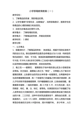 小学禁毒教育教案选(六篇)