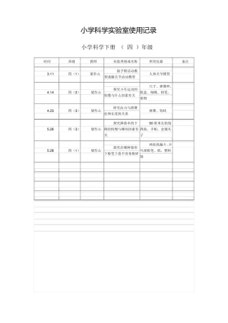 小学科学实验室使用记录.四年级