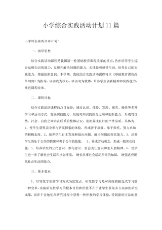 小学综合实践活动计划11篇