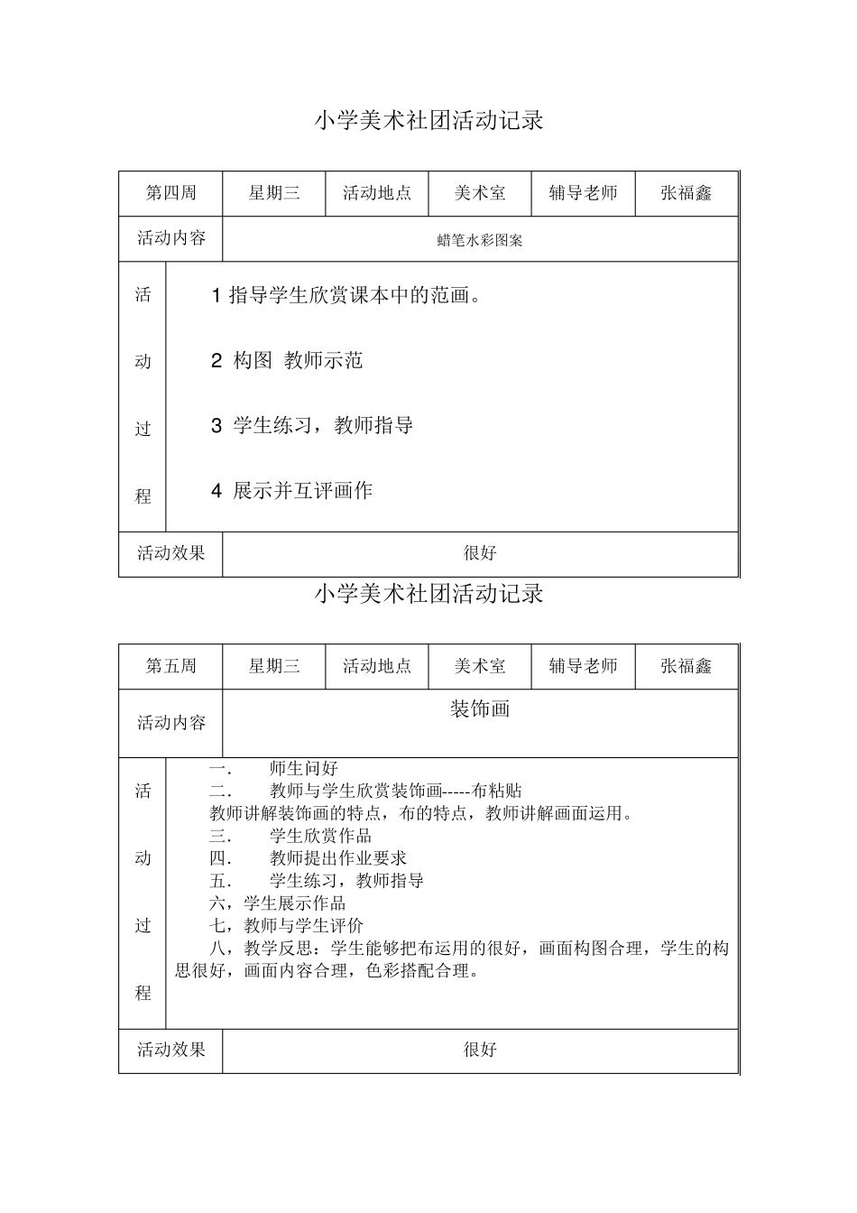 小学美术社团活动记录_第2页