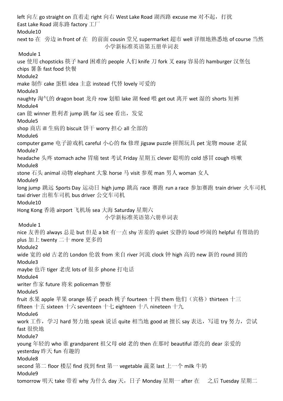 小学英语16年级全部单词列表全_第3页