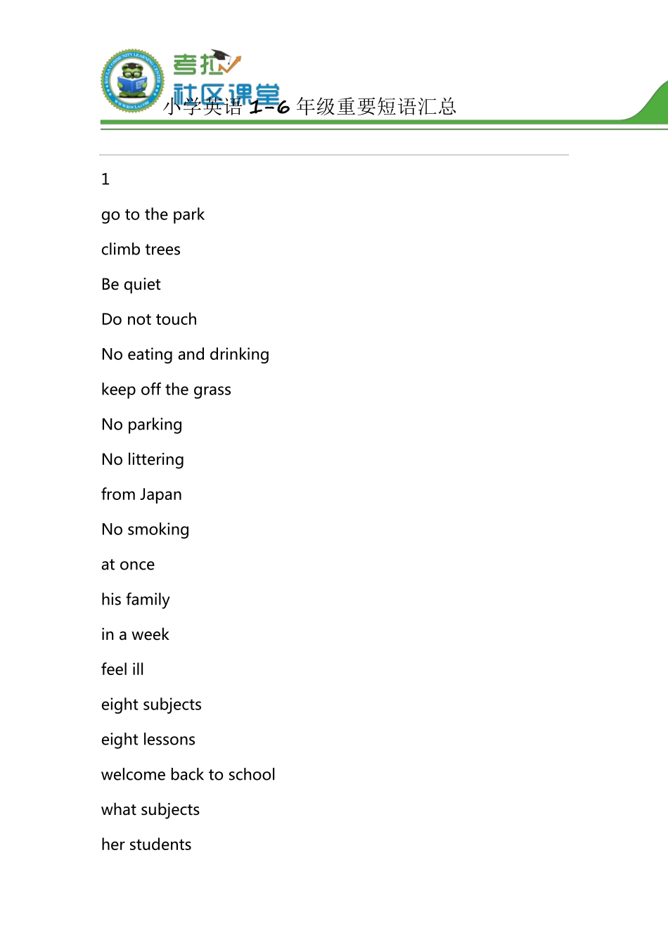 小学英语16年级重要短语汇总_第1页