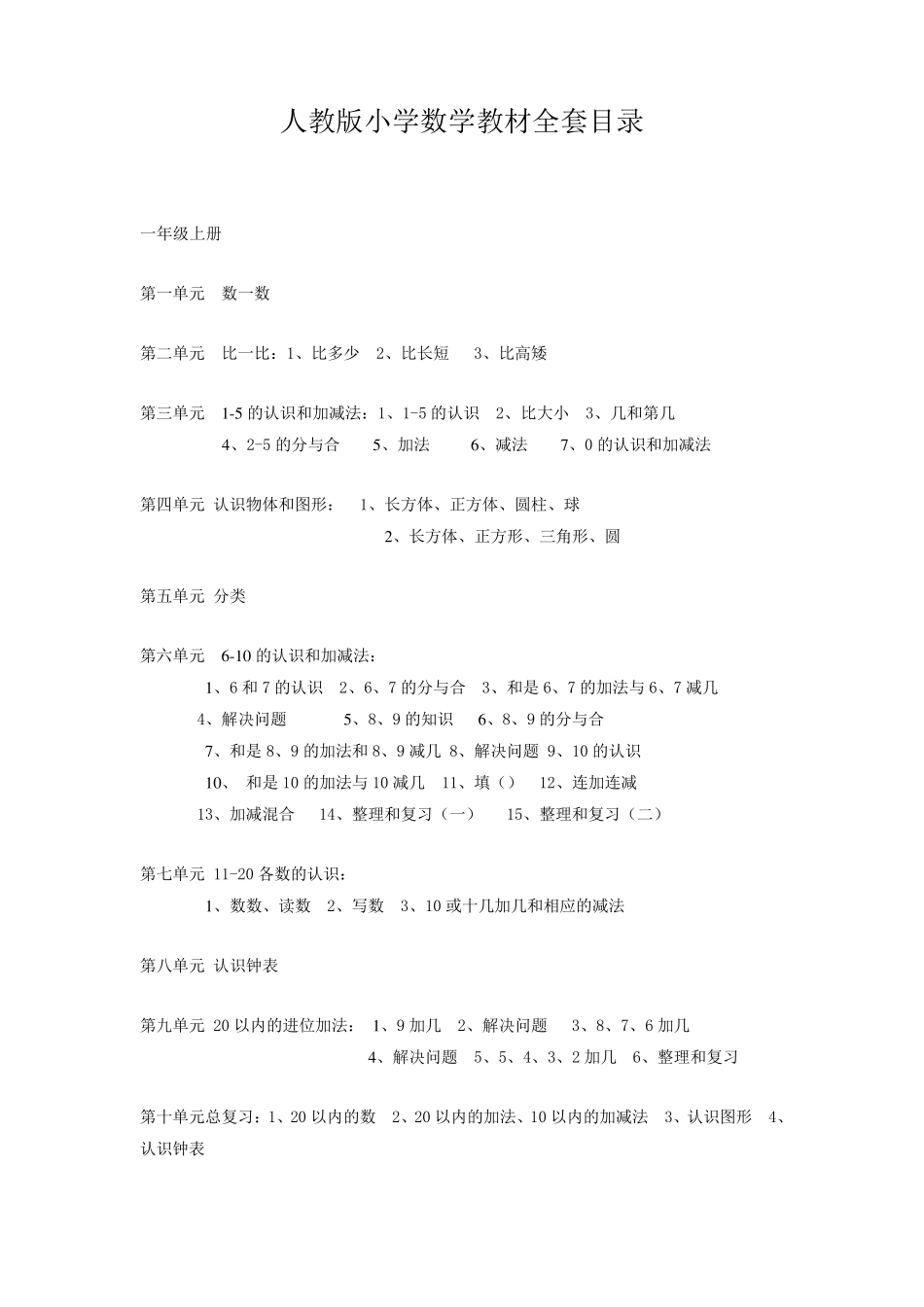 小学英语一年级至六年级目录_第1页