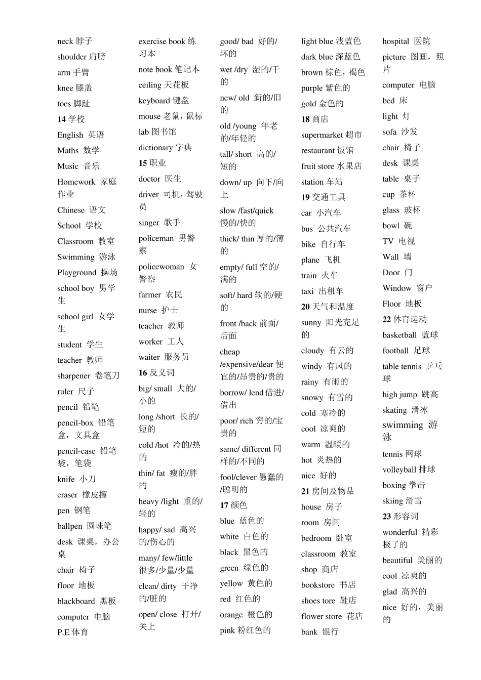 小学英语二级目标词汇_第3页