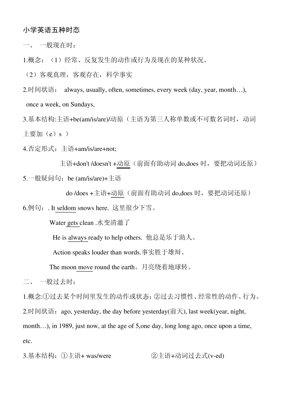 小学英语五种时态_第1页