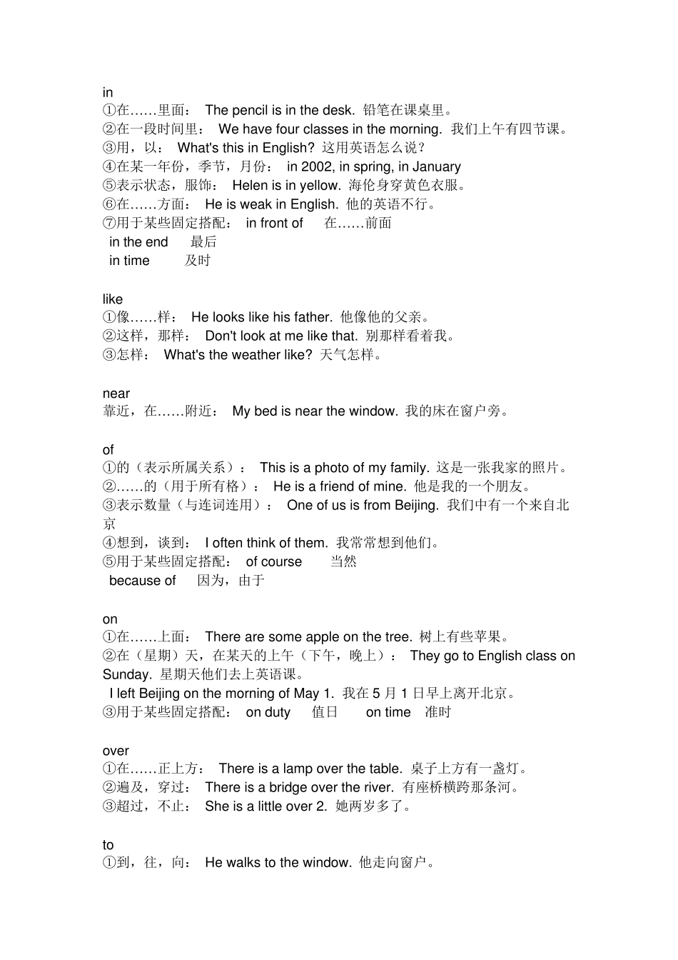 小学英语介词讲解及练习_第2页