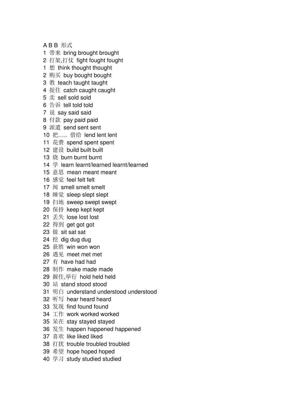 小学英语动词过去式表_第2页