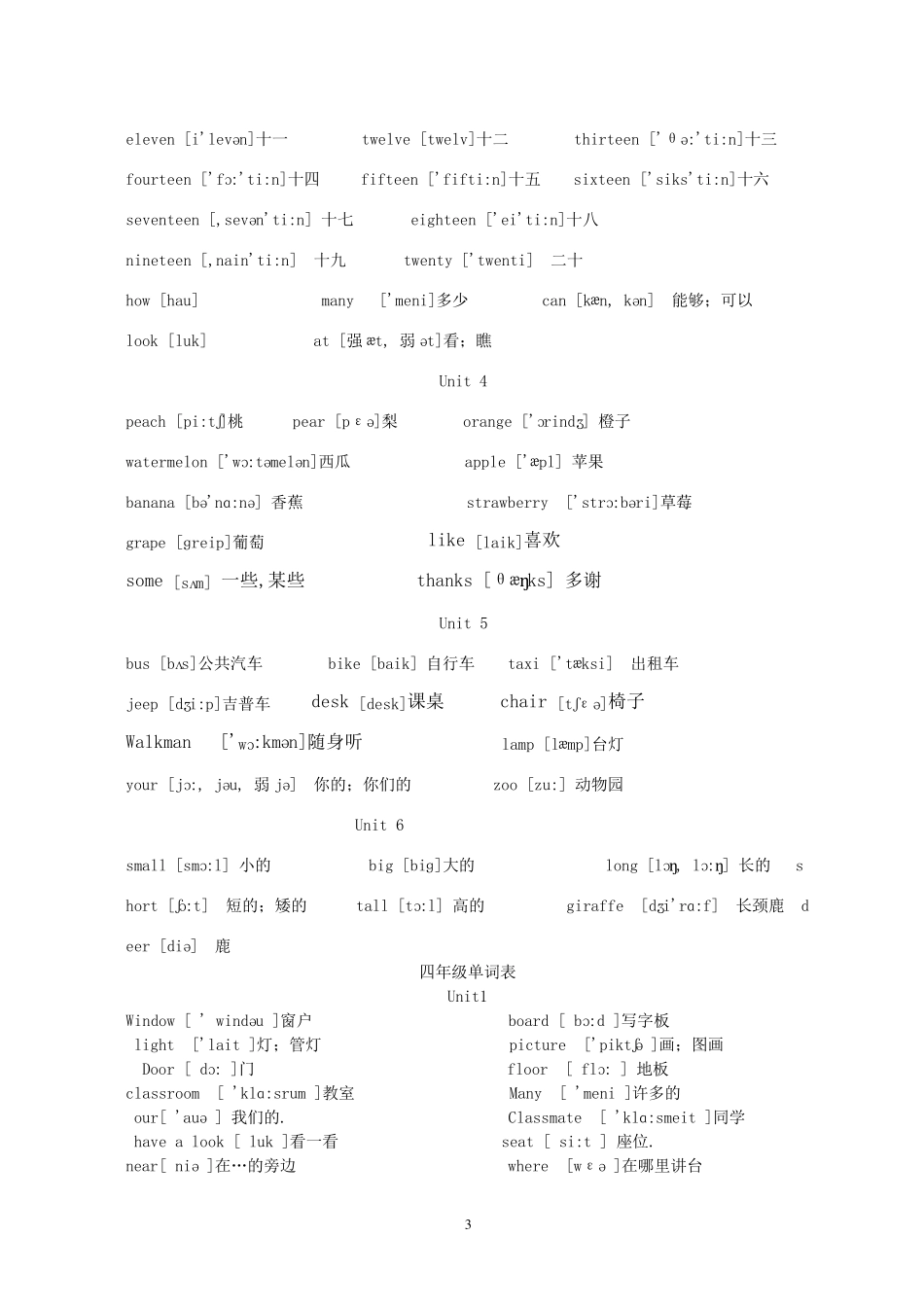 小学英语单词(带音标)_第3页