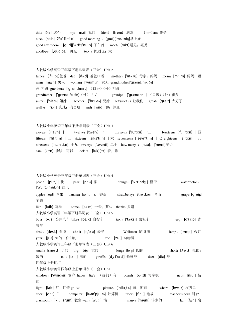 小学英语单词「人教版」_第2页
