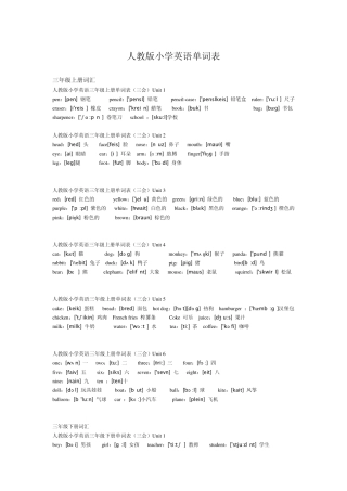 小学英语单词「人教版」