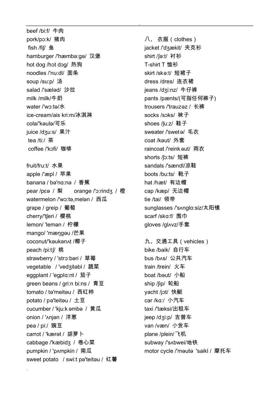 小学英语单词分类大全(可直接打印)_第3页